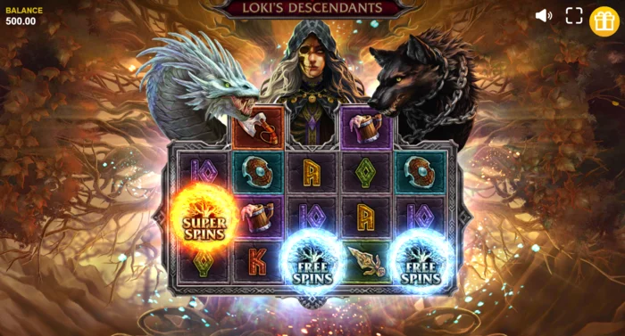 Loki's Descendants - start af Serpent-funktionen med diagonale Wilds